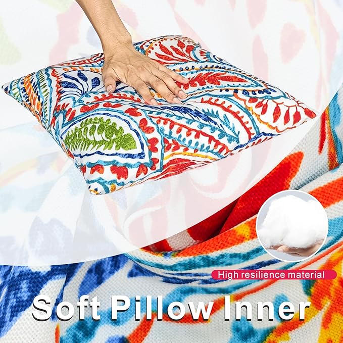 JMGBird Outdoor Pillows Waterproof Set of 2 Outdoor Throw Pillows with Insert Included 18×18 Inch Outdoor Pillow for Patio Furniture