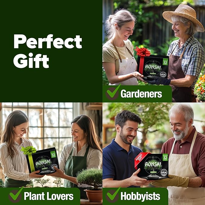 Bonsai Tree Kit 𝗨𝗦𝗔 Gifts for Men & Women - Grow 4 Bonsai Trees - Unique Gardening Crafts for Adults, DIY Hobbies for Plant Lovers & Gardeners - Unusual Christmas Gift Ideas for Mom & Dad