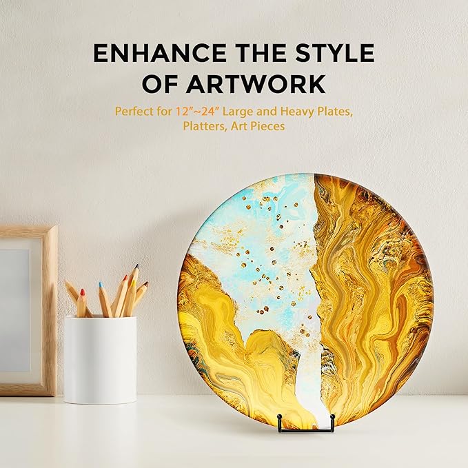 TR-LIFE 12 Inch Plate Stands for Large Heavy Duty Display - Metal Picture Frame Holder Stand + Table Top Easels for Decorative Platter, Book, Plaque, Photo (2 Pack)