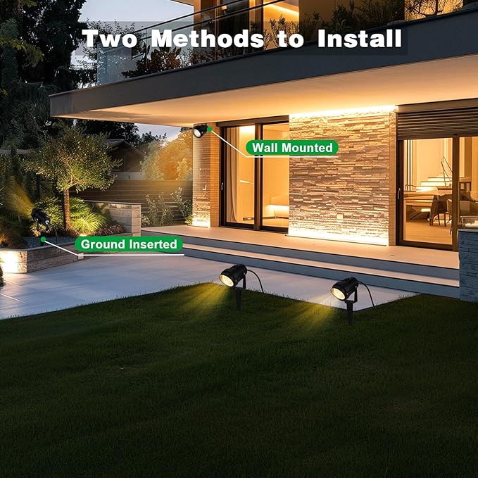 Outdoor Landscape Lights 10W Outdoor Lighting 3000K Warm Light with Stand & COB Led Spotlights for Yard Lawn Flag, 1000LM Waterproof Landscape Lighting 5.9 FT Plug Cord