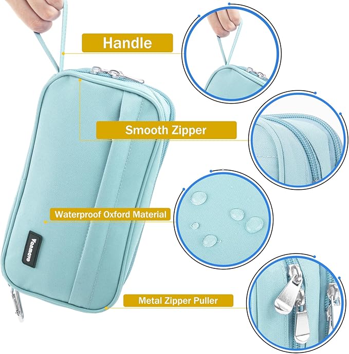 Pencil Case Big Capacity Pen Pouch Large Storage Holder Marker Pen Bag Durable 3 Compartment School Office Desk Organizer Portable Cute Zipper Stationery for Kids Teen Student Boys Girls Adults