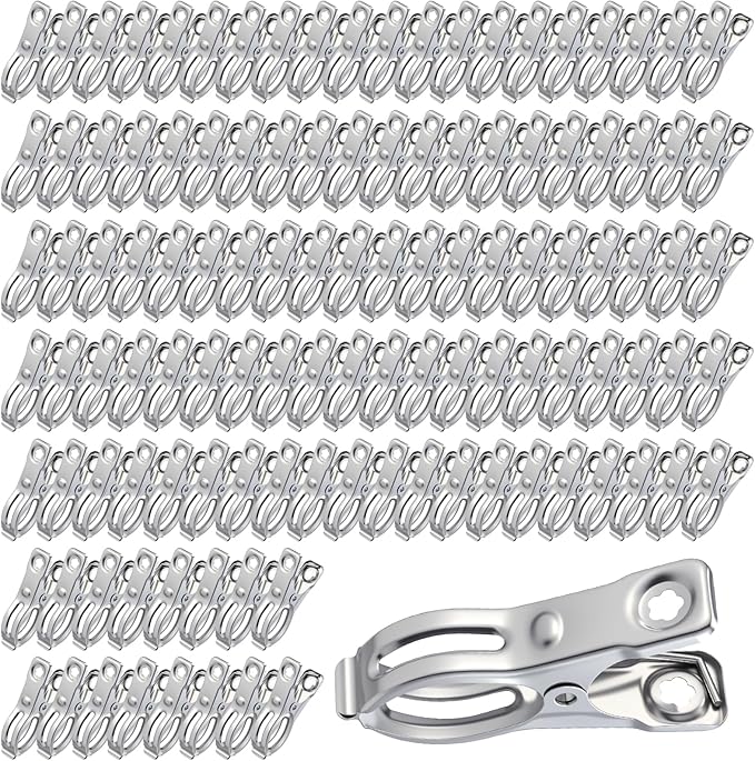 120 Pcs Stainless Steel Garden Shade cloth Clips Metal Heavy Duty Clamps Cloth Netting Tarp Row Cover Clips with Strong Grip for Shade Plant Cover and Various Hoops tarp clip Fix Plant 2"