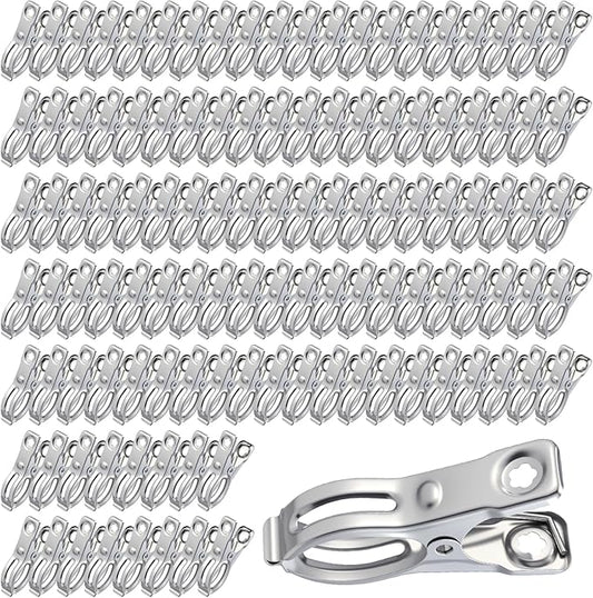 120 Pcs Stainless Steel Garden Shade cloth Clips Metal Heavy Duty Clamps Cloth Netting Tarp Row Cover Clips with Strong Grip for Shade Plant Cover and Various Hoops tarp clip Fix Plant 2"
