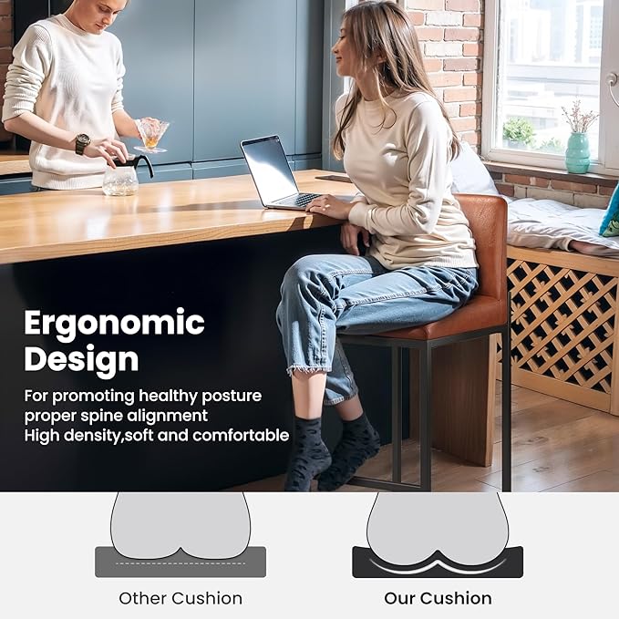 PHI VILLA Bar Stools Set of 2 - Counter Height 24'' Bar Stool Pu Leather Kitchen Modern Bar Chairs, Bar Stools with Back