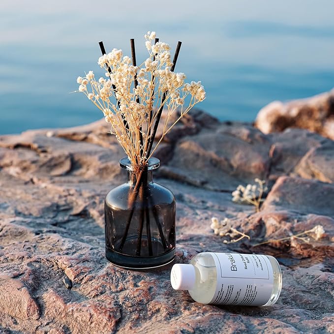 Brakula Reed Diffuser Set, 6.09 fl oz (180 ml)- White Jasmine with 8 Reed Sticks, Home Fragrance Reed Diffuser for Bathroom Shelf Decor