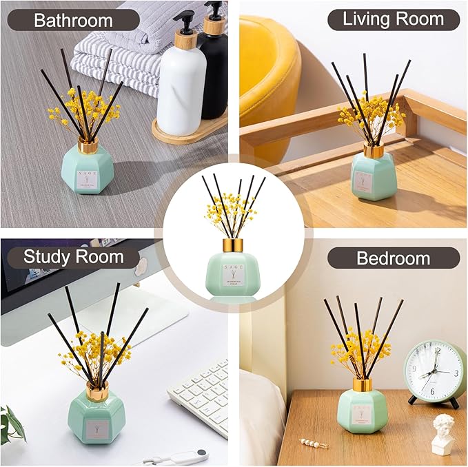 SAGE Hotel Reed Diffuser - Inspired by Marriott Room Scent | 3.4oz Grapefruit Cedar Scent Diffusers for Home | Preserved Real Flower & Oil Diffuser Sticks | Nightstand or Bathroom Decor for Shelves