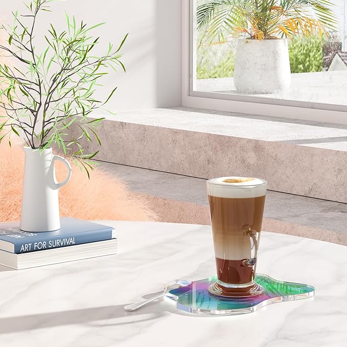 Acrylic Coaster Decorative Plates, Irregular Bar Drink Coaster, Clear Cloud Shape Coffee Cup Coaster, Perfect for Tabletop Protection and Accessories Display.(Iridescent)