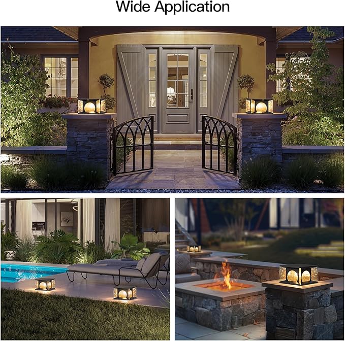 Solar Post Light Outdoor, 11.8" Modern LED Column Lamp IP54 Waterproof Pillar Lights 3000K Patio Entrance Landscape Lighting Fence Deck Cap Lantern for Garden Yard Driveway Pathway Decor