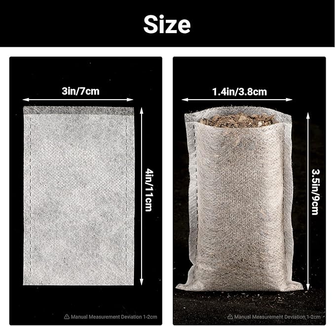 Seed Starter Bags Small, 200PCS 3x4 inch Non-Woven Nursery Plant Grow Bags, Fabric Seedling Bags Pots Pouch for Plants Seeding Clones Home Garden Supply