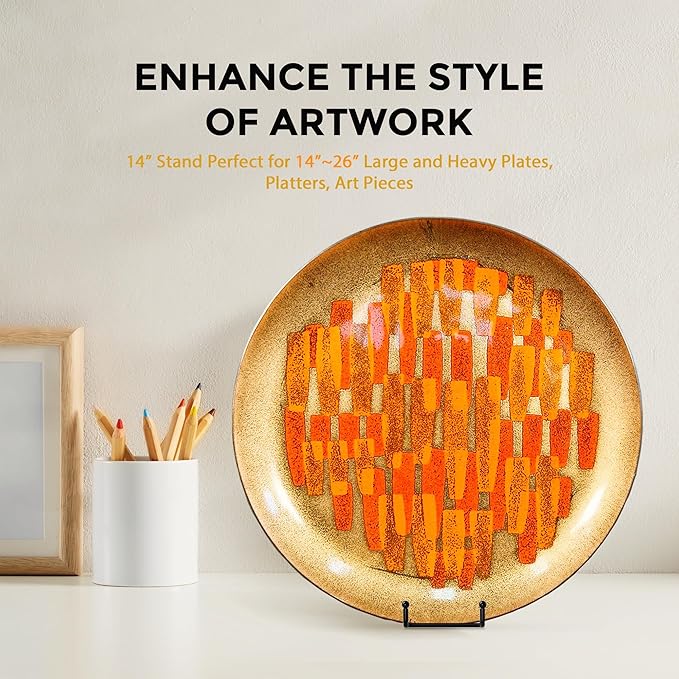 TR-LIFE 14 Inch Heavy Duty Plate Stand (2 Pack) - Metal Display Easel for Large Plates, Platters, Picture Frames, Signs, and Posters