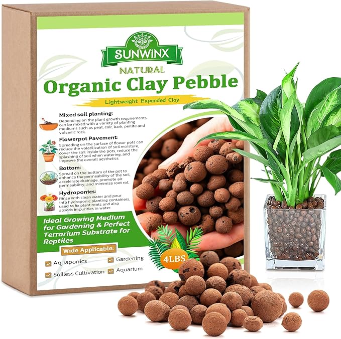 4 LBS Natural Leca Clay Pebbles for Plants- 4-16mm Expanded Clay Leca Balls for Indoor Plants, Hydroton Clay Pebbles for Plants Hydroponic & Aquaponics Growing, Orchids, Drainage, Terrarium