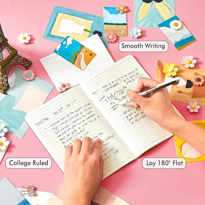 16 Pack Soft Cover Journal Bulk, Feela Lined Notebooks College Ruled for Work for Women Girl Writing, Blank Travel Journal Note Taking Notebook School Business Supplies, 8.2” x 5.5”, A5, Red