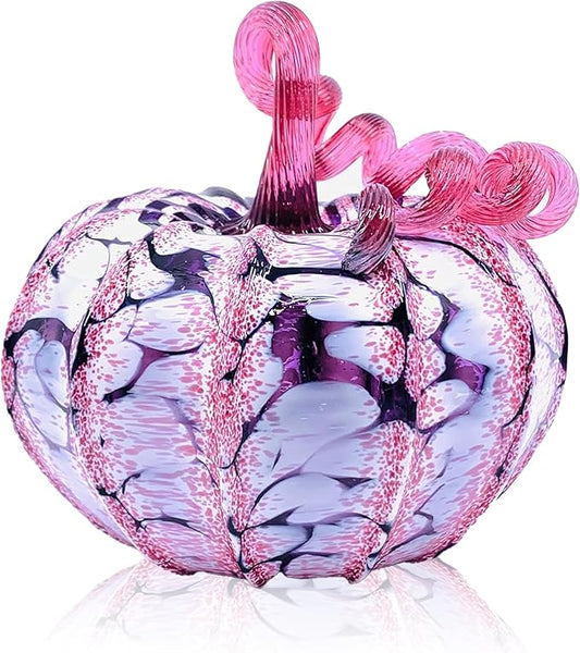 Luke Adams Glass Handmade Glass Pumpkins Handmade Table Top Home Decor (Squat, Cherry Blossom)