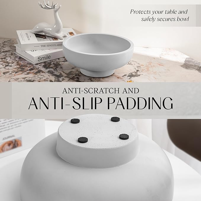 Large Decorative Bowl for Home Decor – Concrete Fruit Bowl for Kitchen Counter | Key Bowl for Entryway Table | Pedestal Bowl for Modern Decor | Coffee Table Centerpiece