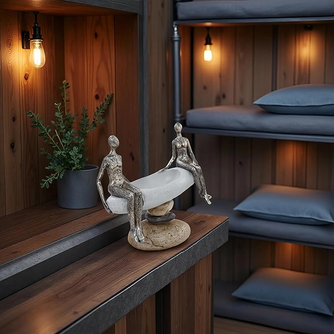 Modern Abstract Couple Sculpture – Romantic for Her or Him, Minimalist Wedding or Engagement Present, Elegant Figurine Decor for Bedroom, Shelf or Office