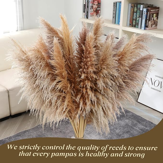 40" inch 12 pcs Natural Pampas Grass Decor Tall,Boho Home Decor,Pompas Grass,Dried Tall Pampas Grass for Wedding Floral Arrangements,Farmhouse,Party,Farmhouse,Wall,Bedroom Decor