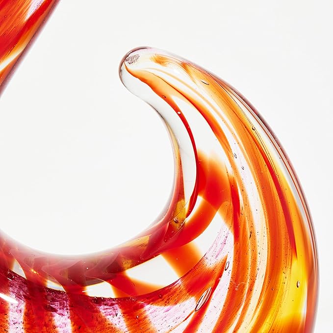 Luxury Lane Hand Blown Abstract Sun Conure Sommerso Art Glass Sculpture for Home Decor 12 inch Tall Centerpiece Table Decoration