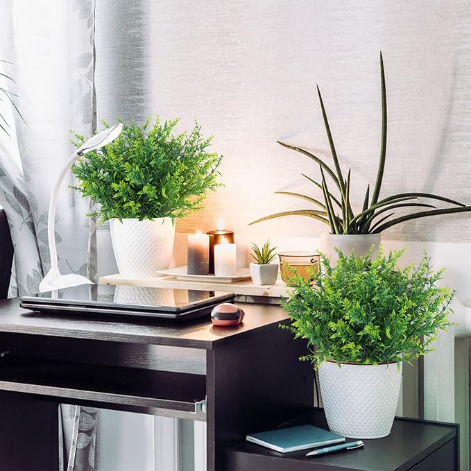 RECUTMS Fake Plants Artificial Spring Plants Outdoor Fake Flowers for Outdoor Artificial Flowers UV Resistant Artificial Plants Outdoor Front Porch Spring Decorations for Home(Green)