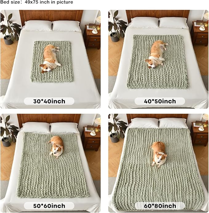 Soft Chunky Knit Blanket, 60X80 in Handmade Thick Chenille Yarn Throw Without Shedding & Raveling, Aesthetic & Cozy Home Decor with Couch Sofa Bed, Gift Pack, Choffee Brown