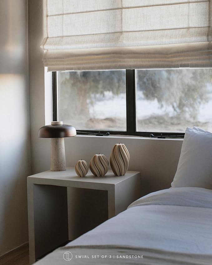 LAWA Swirl Candle - Beautiful Handmade Pillar Scented Soy Wax Twirl Elegant Bubble Aesthetic Candle Housewarming Gift Home Room Shelf Decor Idea Spiral Sandstone (Small)