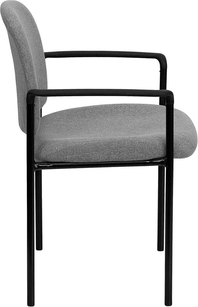 Flash Furniture Tiffany Comfort Gray Fabric Stackable Steel Side Reception Chair with Arms