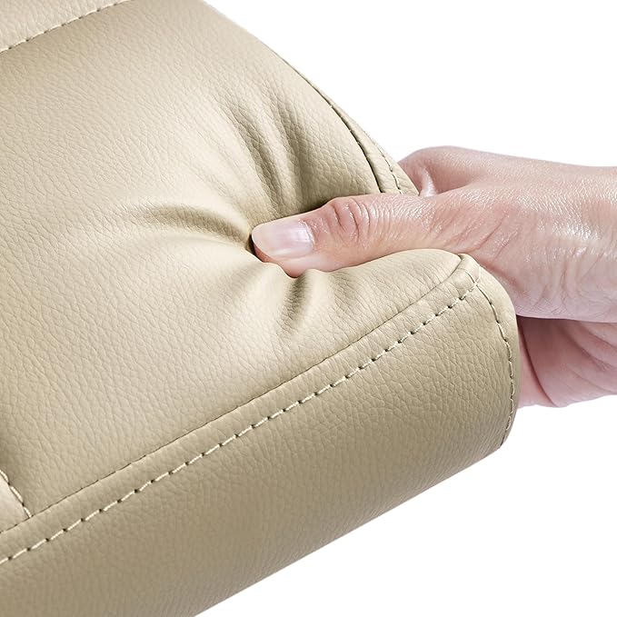 Yaheetech Bar Stools Set of 4, Adjustable PU Leather Swivel Barstools, Modern Counter Stools with Back and Footrest, Counter Height Barstools for Bar, Kitchen, Dining Room, Khaki