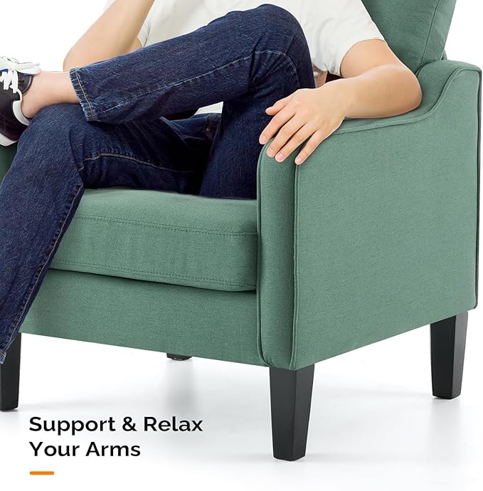 VINGLI Accent Chair for Living Room Chairs Dark Green Reading Chair for Bedroom Scooped Arm Chair Mid Century Modern Accent Chairs Upholstered Comfy Chair for Apartment, Waiting Room