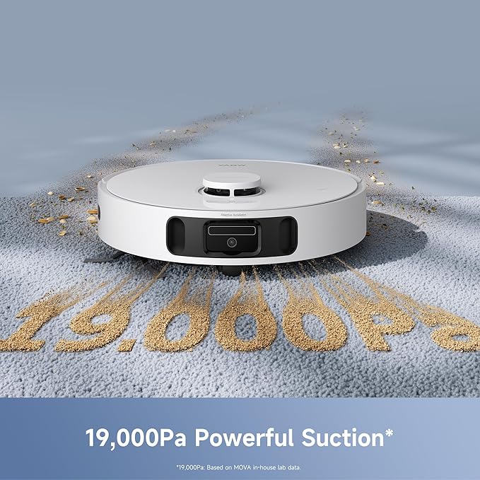 Mova E40 Ultra Robot Vacuum and Mop, 19,000Pa Suction, Extenable & Liftable Mop, All-in-One Station, Auto-Empty, Auto Washing & Hot Air Drying, 360°Obstacle Avoidance, App & Voice Control
