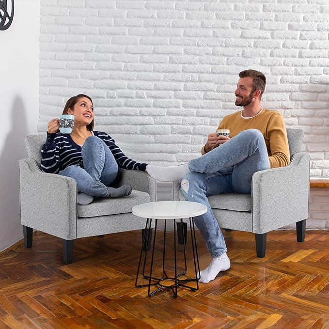 VINGLI Accent Chairs for Living Room Mid Century Modern Chair Sofa Chair Upholstered Arm Chair with Scooped Arms for Bedroom, Apartment, Office, Studio, Waiting Room, Play Room