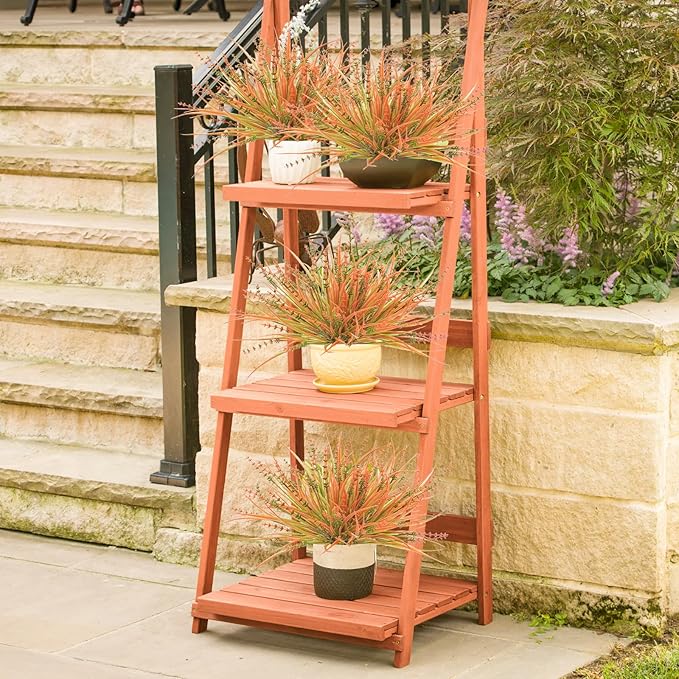 10 Pcs Fall Flowers, UV Resistant Artificial Fall Plants Outdoor Plastic Fake Fall Flowers Faux Monkey Grass Shrubs Bushes for Indoor Outside Planters Porch Window Box Home Decor