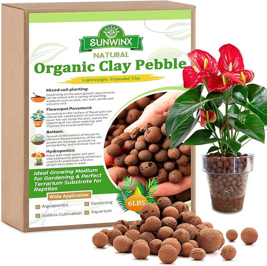 6 LBS Natural Leca Clay Pebbles for Plants- 4-16mm Expanded Clay Leca Balls for Indoor Plants, Hydroton Clay Pebbles for Plants Hydroponic & Aquaponics Growing, Orchids, Drainage, Terrarium