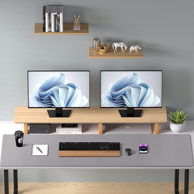 Aothia Faux Leather Desk Mat – Large Mouse Pad, Non-Slip PU Leather Blotter, Waterproof Writing Surface for Office and Home (Light Grey, 47.2" x 23.6")