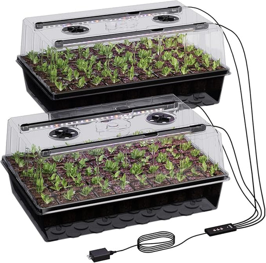 120-Cell Self-Watering Seed Starter Tray with Grow Light, Seed Starter Kit with 4.07” Humidity Dome, Indoor Seedling Starter Tray, Seed Starting Trays for Plant Germination, Seeds Growing