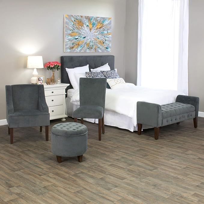 Homepop Home Decor Upholstered Classic Swoop Arm Accent Chair Accent Chairs for Living Room & Bedroom Decorative Home Furniture, Dark Grey