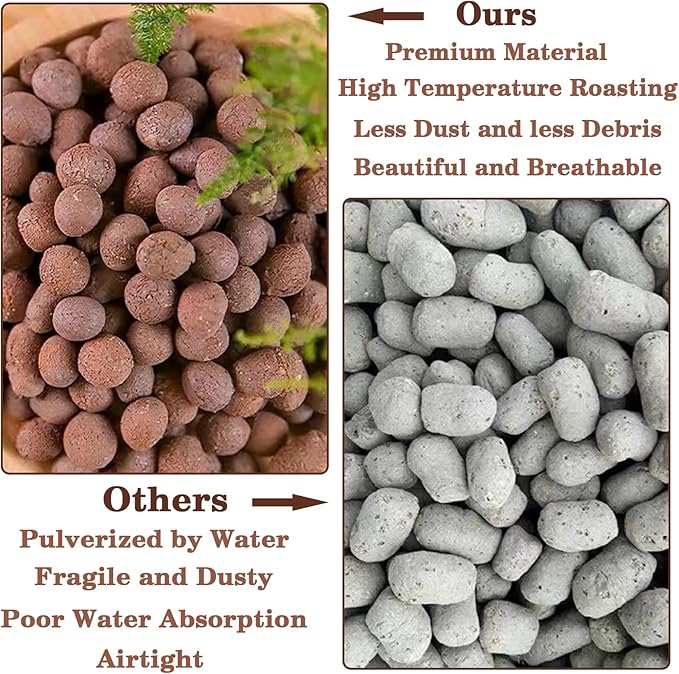 Legigo 2 LB Organic Leca Clay Pebbles for Plants, 4mm-16mm 100% Natural Leca Balls for Indoor Plants, Hydroton Clay Pebbles for Plants Hydroponic Aquaponics Growing Orchid Drainage Terrarium