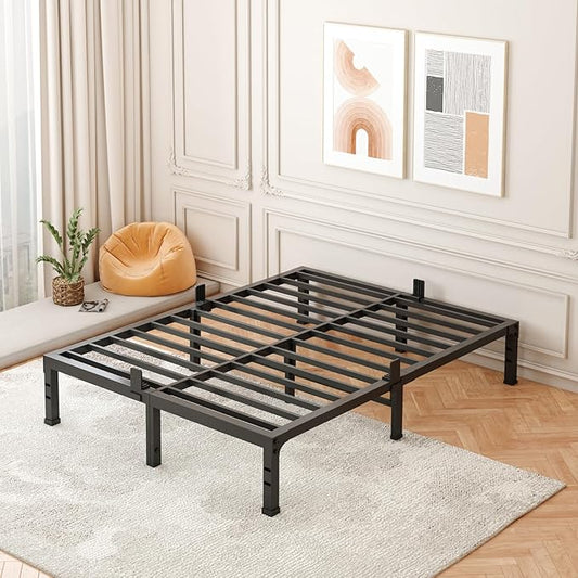 FUIOBYVV Full Size Bed Frame,12 Inch Low Profile Metal Platform with Steel Slats 3500lbs Support,No Box Spring Needed,Non-Slip Mattress Stopper,Underbed Space,Easy Assembly