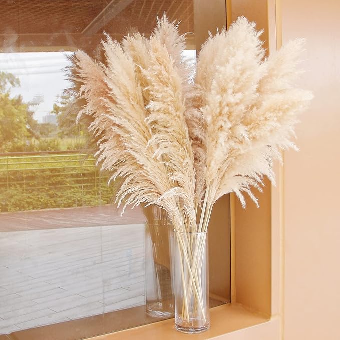 40" inch 10 Stems Natural Pampas Grass Decor Tall, pompas Grass, Tall Pampas Grass for Wedding, Party, Farmhouse, Boho Home Decor