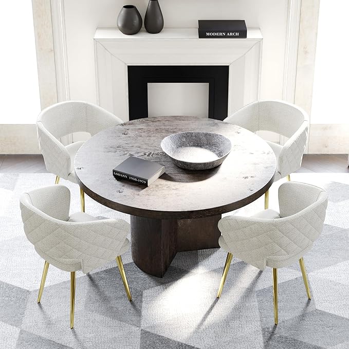 Ottomanson Dining Chair, Set of 2, Beige/Gold