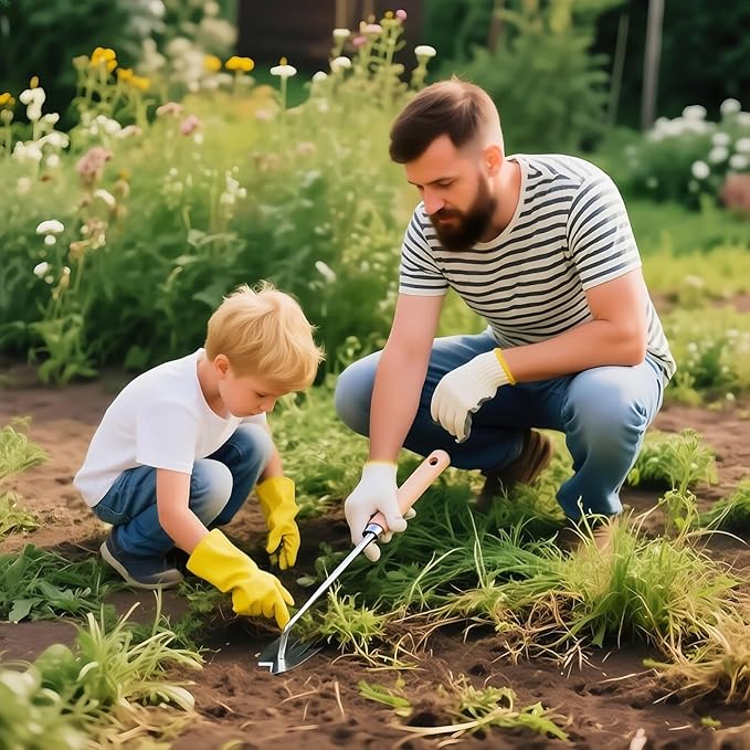 Weed Puller Tool,Portable Garden Weeder Tool,2025 New Gardening Weeding Tools, Hand Weeder Tool with Handle, 4 - Tooth Manganese Steel for Gardening Backyard Farm