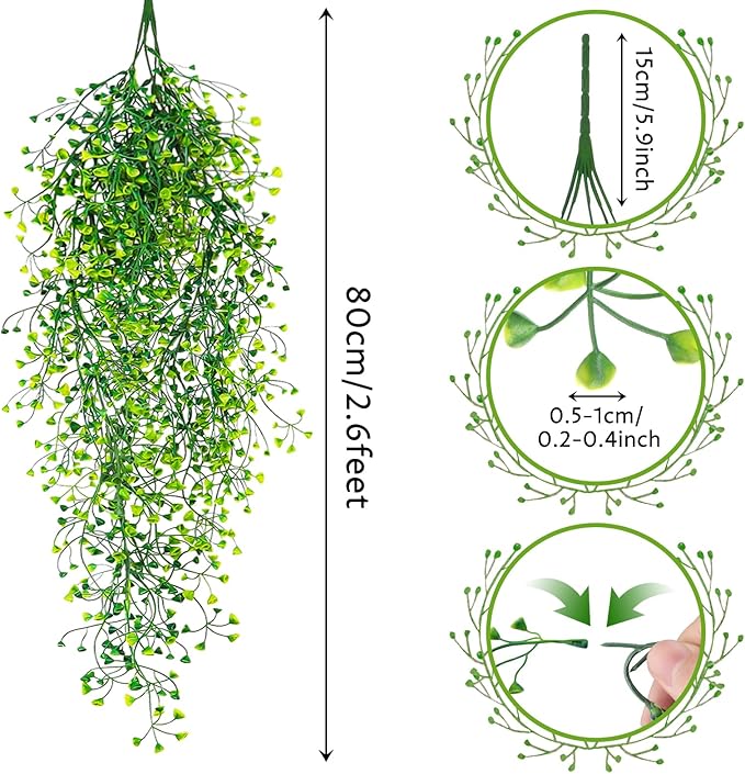 Fake Hanging Plants, 3pcs Faux Hanging Plants, Artificial Plants Ferns Ivy Vine for Wall House Indoor Outdoor Room Home Decor