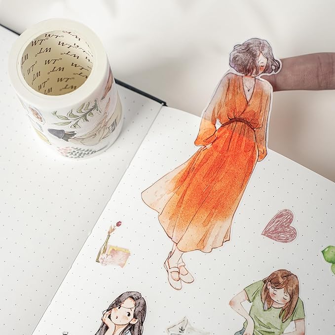 WT Pre-Cut Leisurely Days PET Tape Roll, Original Designs, Decorative Artist Tape for Bible Journaling, Bullet Journals, Scrapbooks, Planners & DIY Craft Supplies