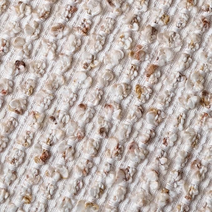 Striped Throw Pillow Covers 18x18 Set of 2 Beige Textured Boucle Chic Morden Boho Accent Farmhouse Square Decorative Couch Pillow Covers for Home Decor Bed Sofa Living Room