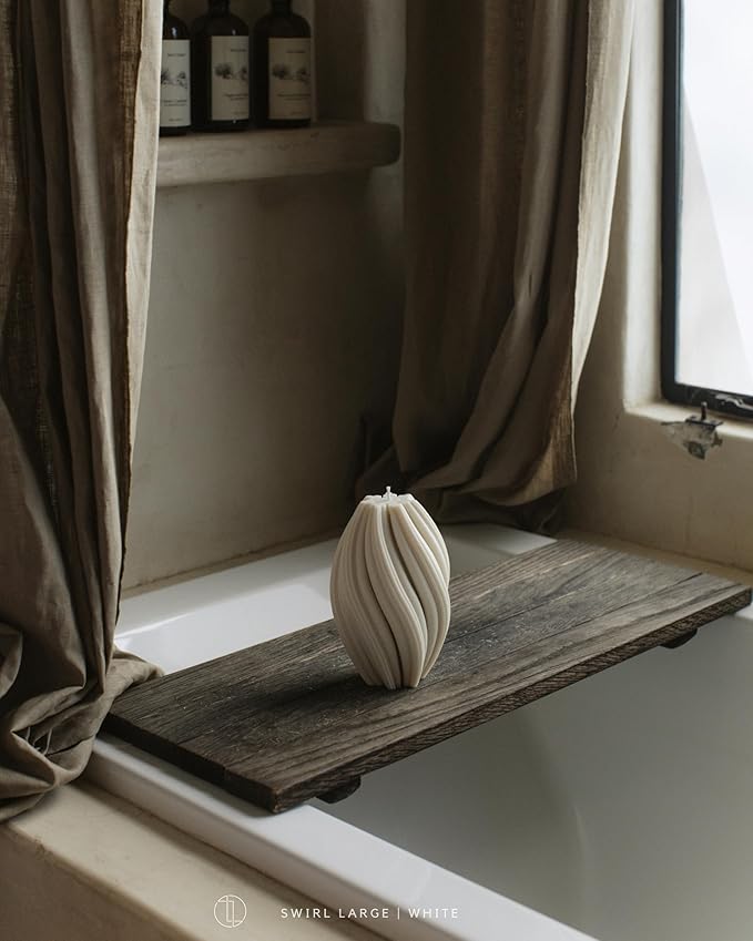 LAWA Swirl Candle - Large Beautiful Handmade Pillar Scented Soy Wax Twirl Elegant Bubble Aesthetic Candle Housewarming Gift Home Room Shelf Decor Idea Spiral White (Large)