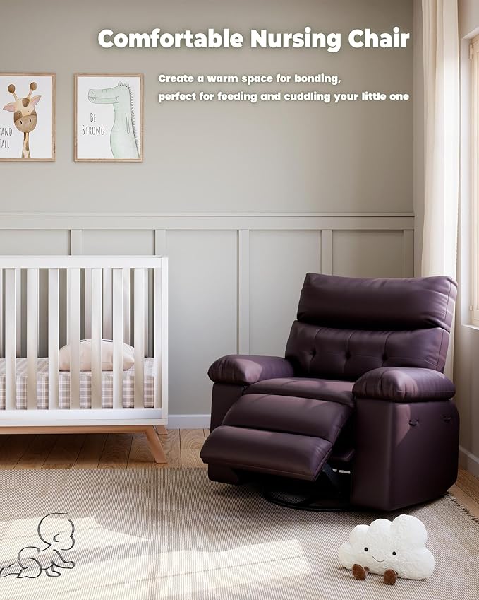 Garvee Recliner Chair Oversized Living Room Chair Adjustable PU Leather Lazy Chair with Massage & Heat Side Pockets - Espresso