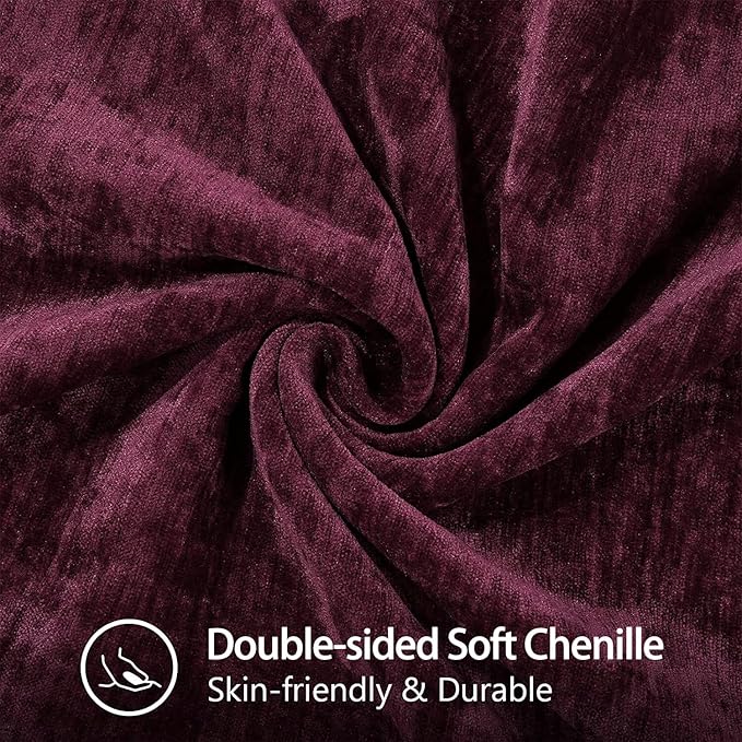 decorUhome Chenille Soft Throw Pillow Covers 16x16 Set of 2, Farmhouse Velvet Neutral Decorative Euro Pillow Covers with Stitched Edge for Couch Sofa Bed Home Decor, Rhododendron