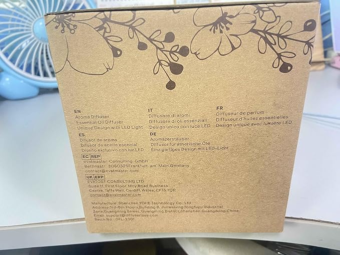 Diffuserlove Diffuser Essential Oil Diffusers 400ML Aromatherapy Air Diffuser for Home Bedroom Office Room Aroma Diffuser with 7 Color Lights Intermittent Mist Mode