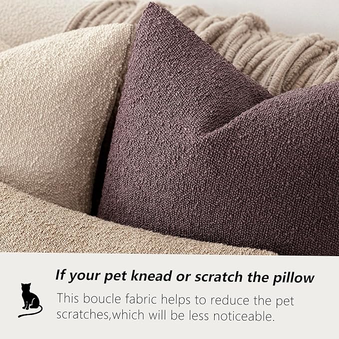 Foindtower Set of 2, Decorative Textured Boucle Throw Pillow Covers Accent Solid Pillow Cases Soft Cozy Couch Cushion Case for Chair Sofa Bedroom Living Room Home Decor 26x26 Inch Dark Purple