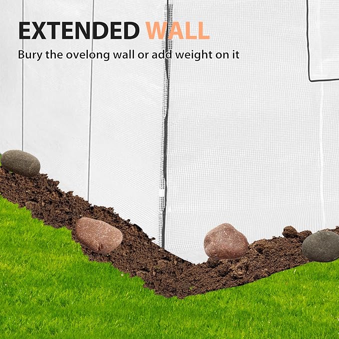 EAGLE PEAK Replacement Cover for 12x8 Portable Walk-in Pop up Greenhouse, Front and Rear Roll-Up Zipper Entry Doors and 4 Large Roll-Up Side Windows (Frame Not Included), White