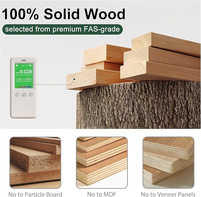 100% Solid Oak Wood Dining Chairs,Mid Century Modern Dining Chairs with Upholstered Cushion,Kitchen,Dining Room Chairs Set of 4 (4, Original Color Grey Upholstery)