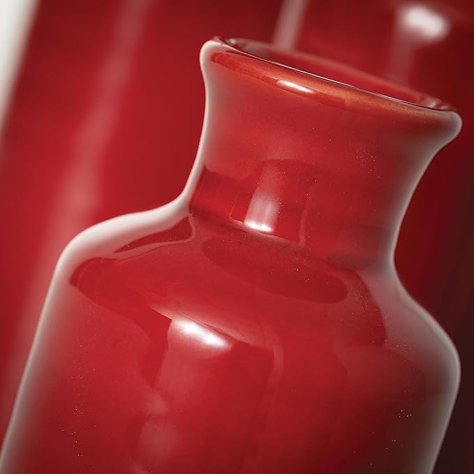 Sullivans Red Vase Set, Farmhouse Decor, Boho Aesthetic Room Decor Vases for Your Kitchen, Bedroom, Office, Living Room & Bathroom, Shelf Decor, Centerpiece Table Decorations (CM2407)